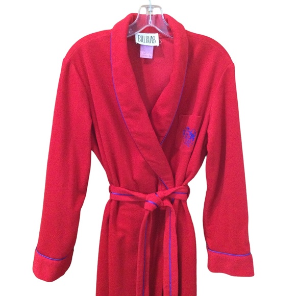 VTG Bill Blass Red Belted Wrap Robe Unisex Size Large - Picture 3 of 9